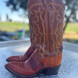 Tony Lama Brown Cowboy Boots Western Style